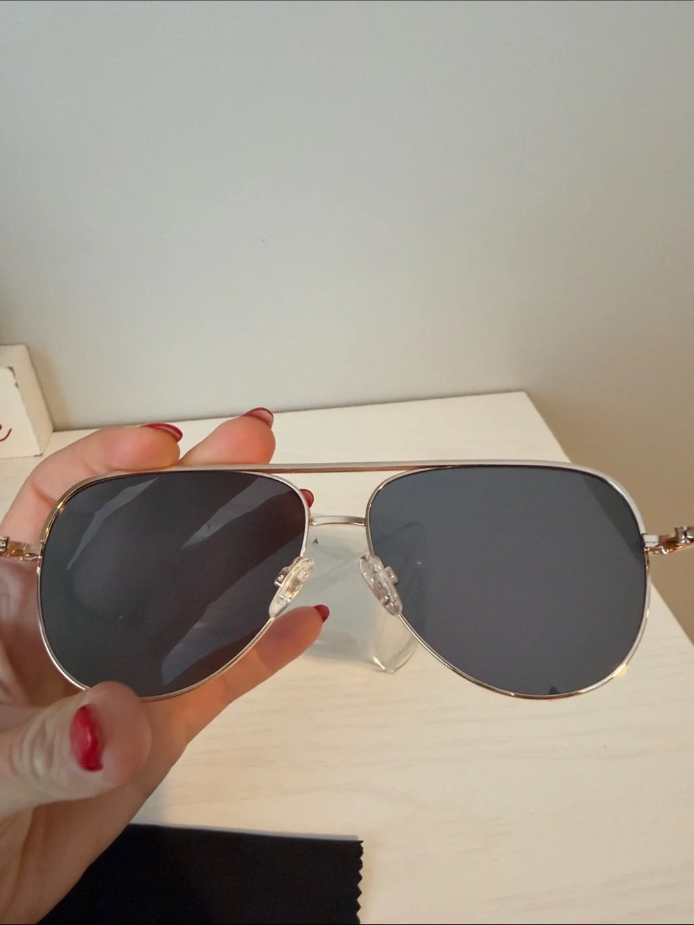 Quay Australia Aviator Sunglasses with Green Mirrored Lenses and Gold Frame